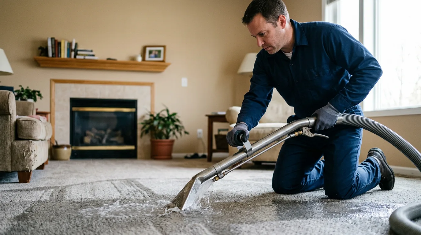 Water damage restoration technician working near Harpster, OH